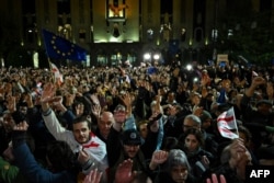 Митинг протеста против результатов парламентских выборов в Грузии. Тбилиси 28 октября 2024 года