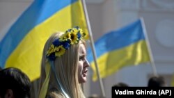 Крым, Симферополь. Во время акции протеста против агрессии России в отношении Украины, 15 марта 2014 года