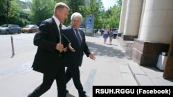 Russia -- Minister of education of Russia Dmitry Livanov, rector of the RSUH Yefim Pivovar